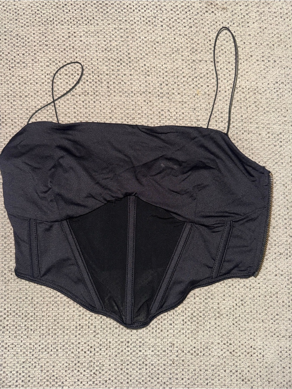 Meshki Black Corset-Style Bustier Top